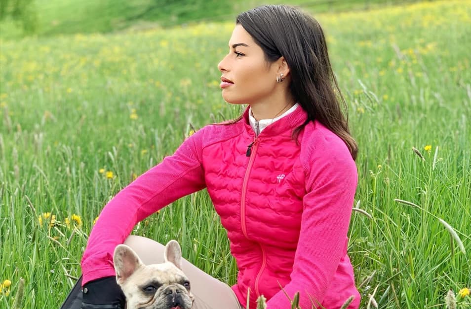 Fanny Skalli with a pink storm jacket