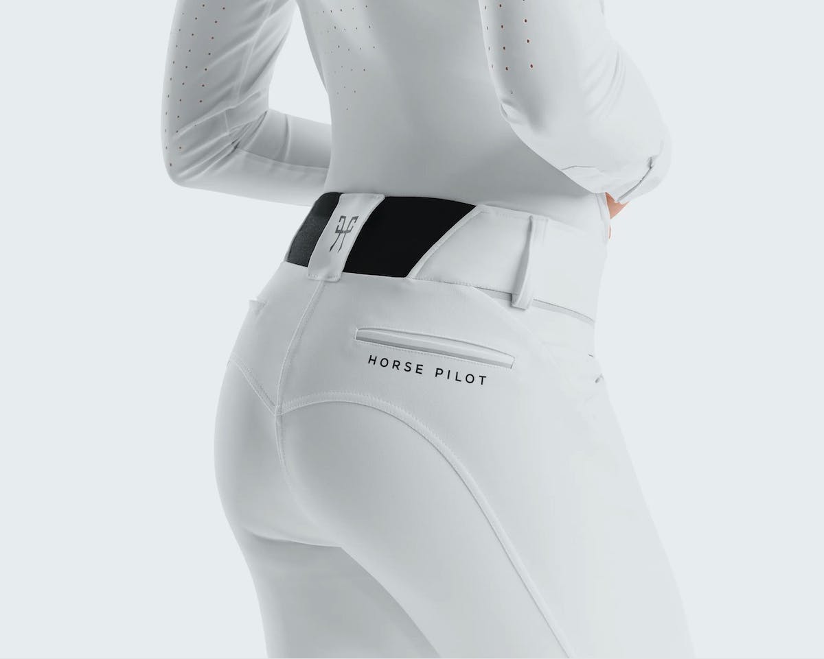 white high-waist riding pants for woman