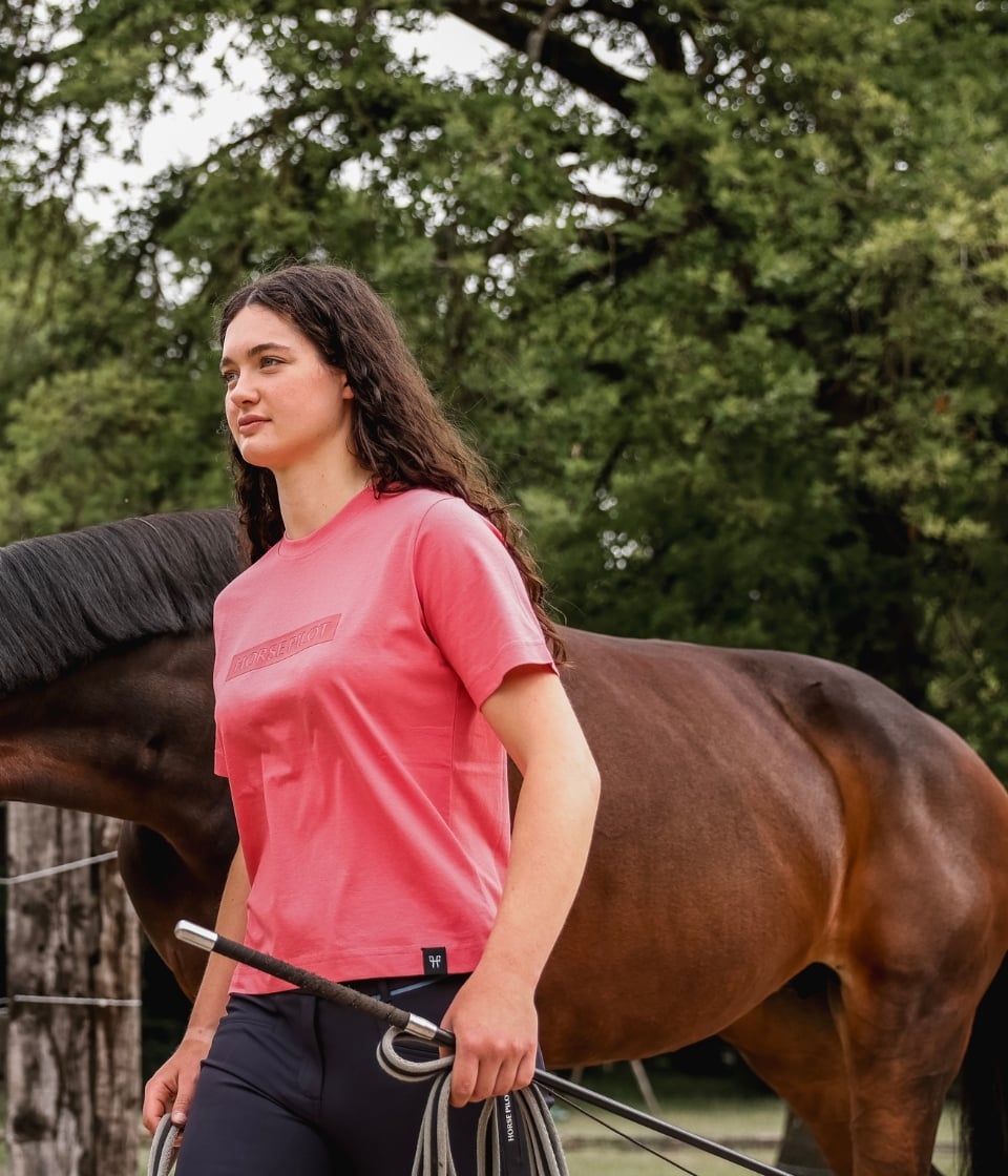 Team T-shirt d'équitation femme | Rose Coral | Horse Pilot