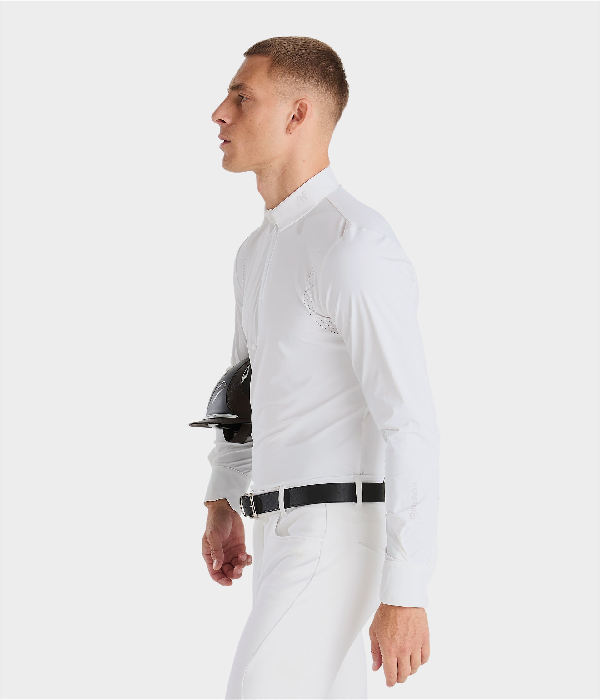 Aeris | White | Polo de concours d’équitation manches courtes homme | Horse Pilot