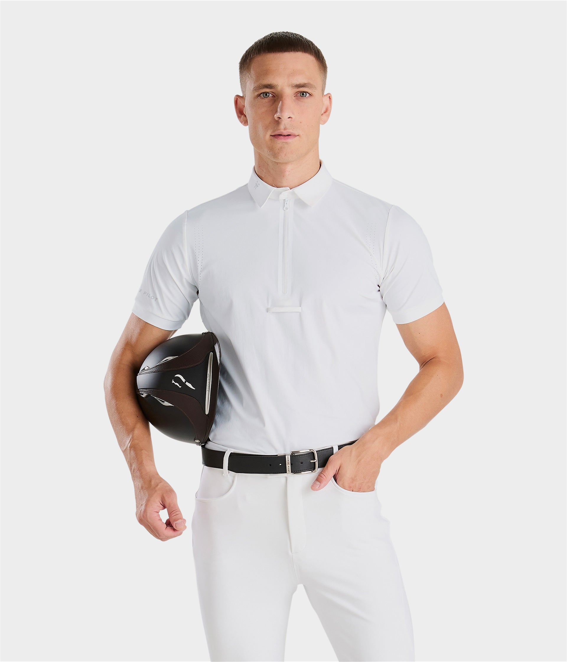 Aeris | White | Polo de concours d’équitation manches courtes homme | Horse Pilot