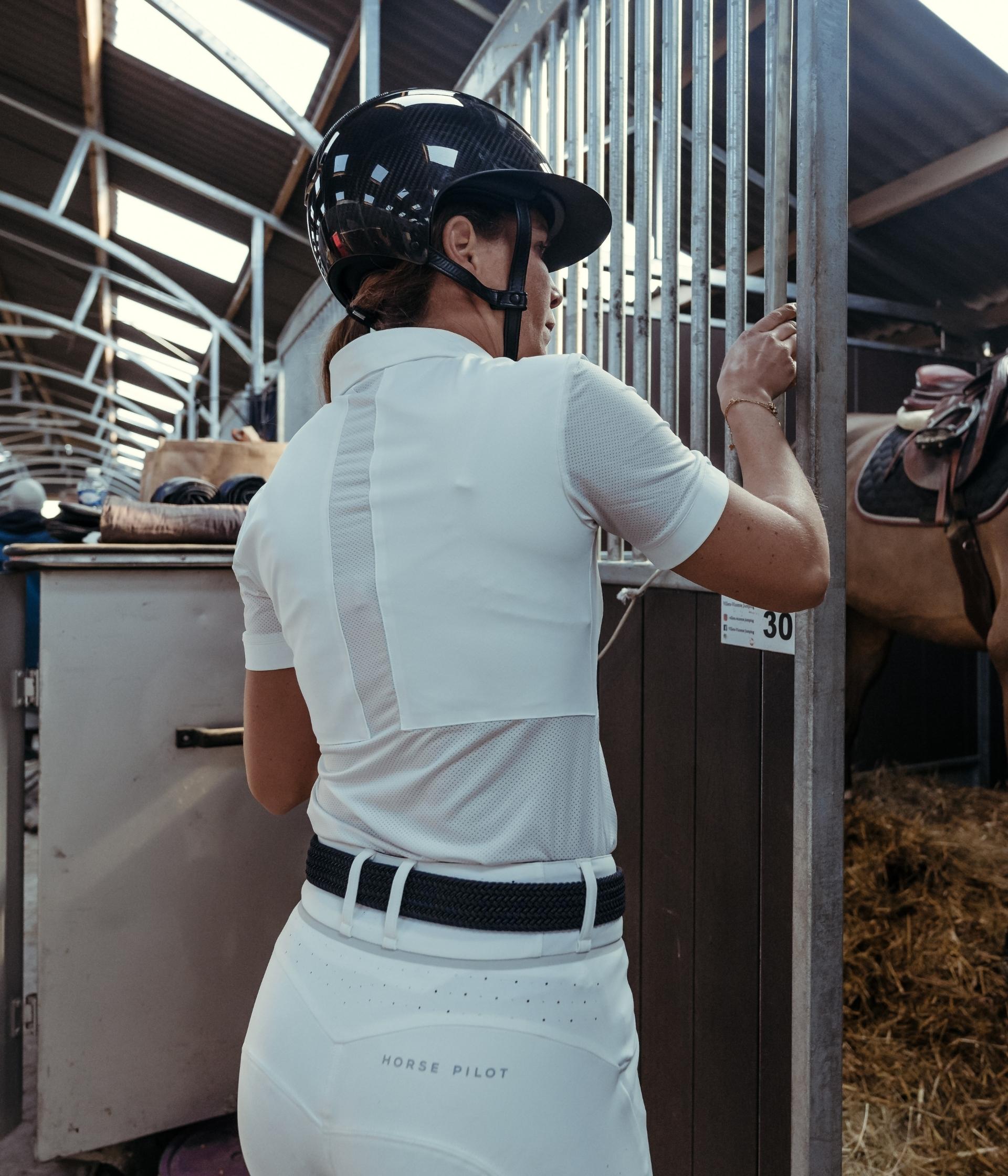 Aeromesh | White | Polo manches courtes de concours d'équitation femme | Horse Pilot