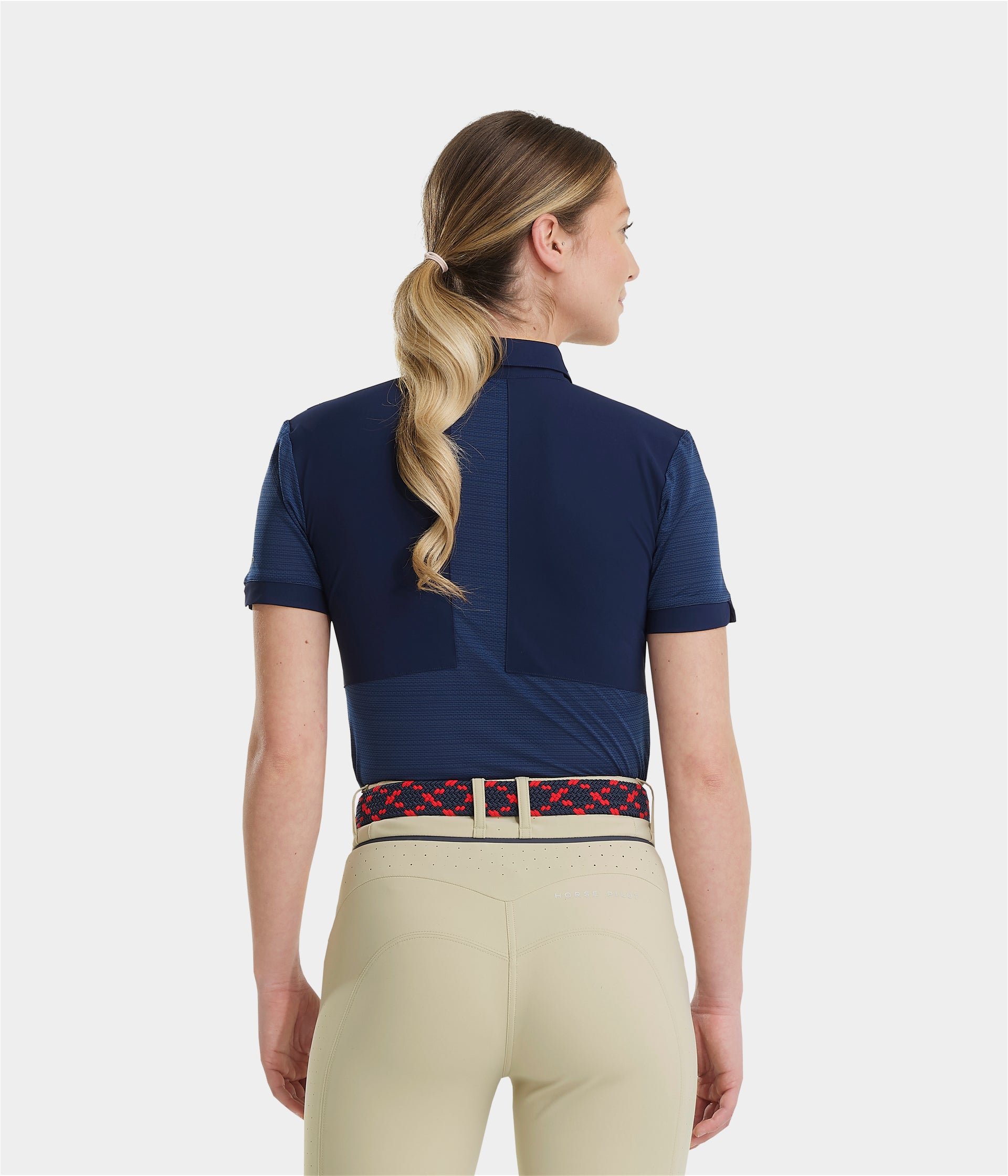 Aeromesh | Navy | Polo manches courtes de concours d'équitation femme | Horse Pilot