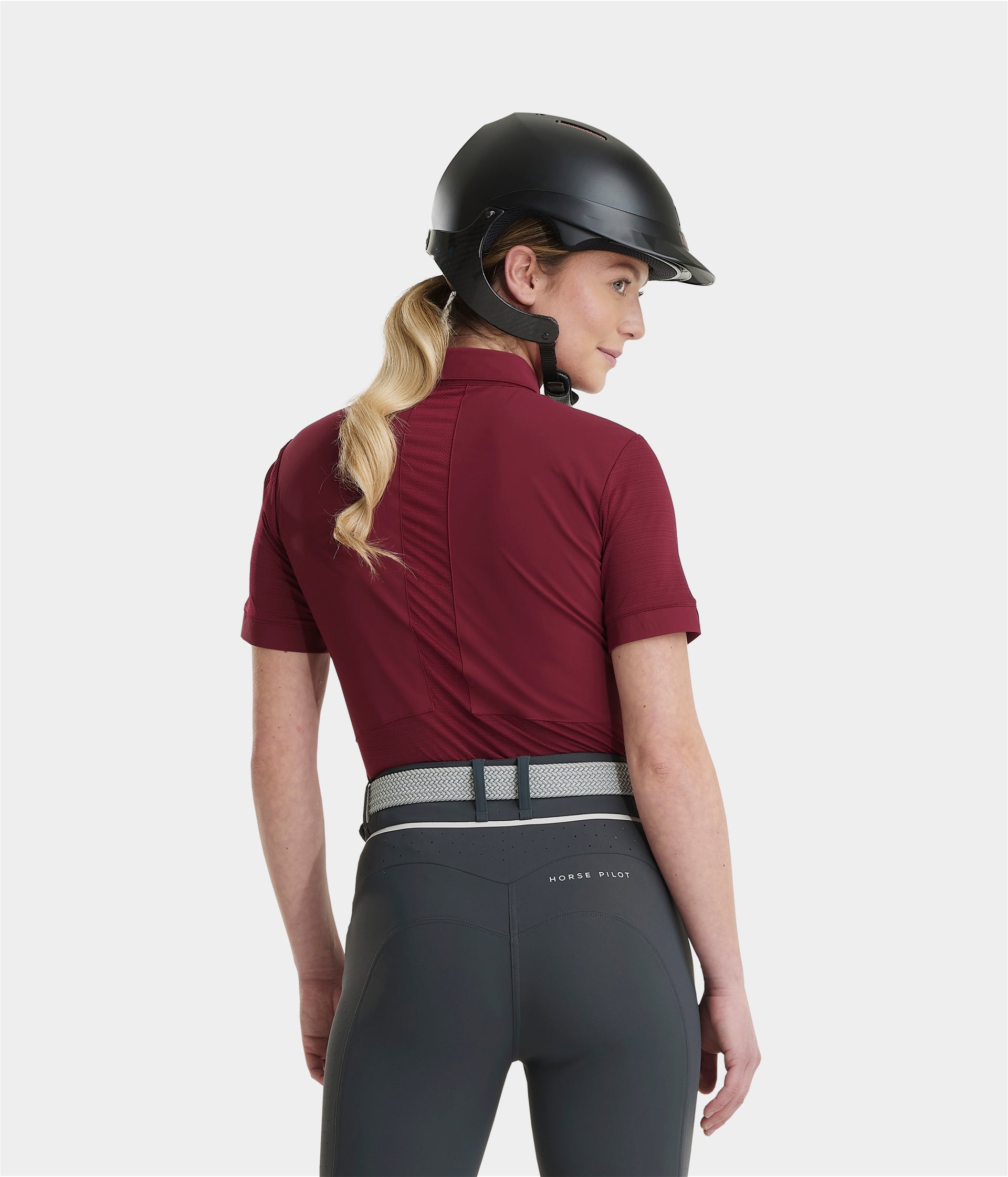 Aeromesh | Dark Red | Polo manches courtes de concours d'équitation femme | Horse Pilot