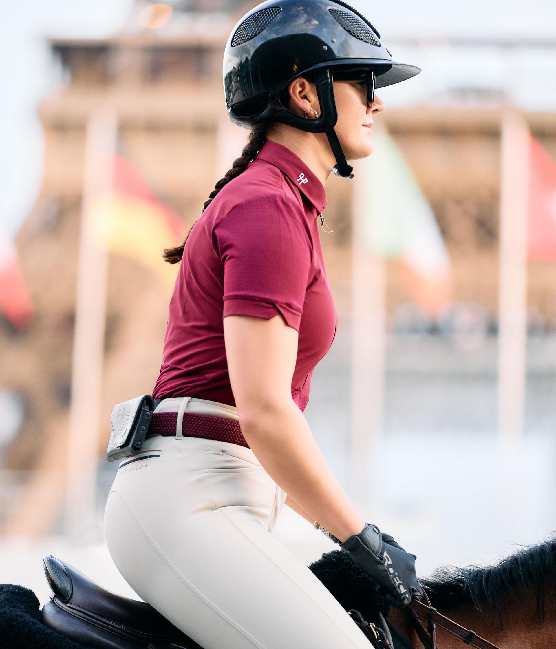 Aeromesh | Dark Red | Polo manches courtes de concours d'équitation femme | Horse Pilot