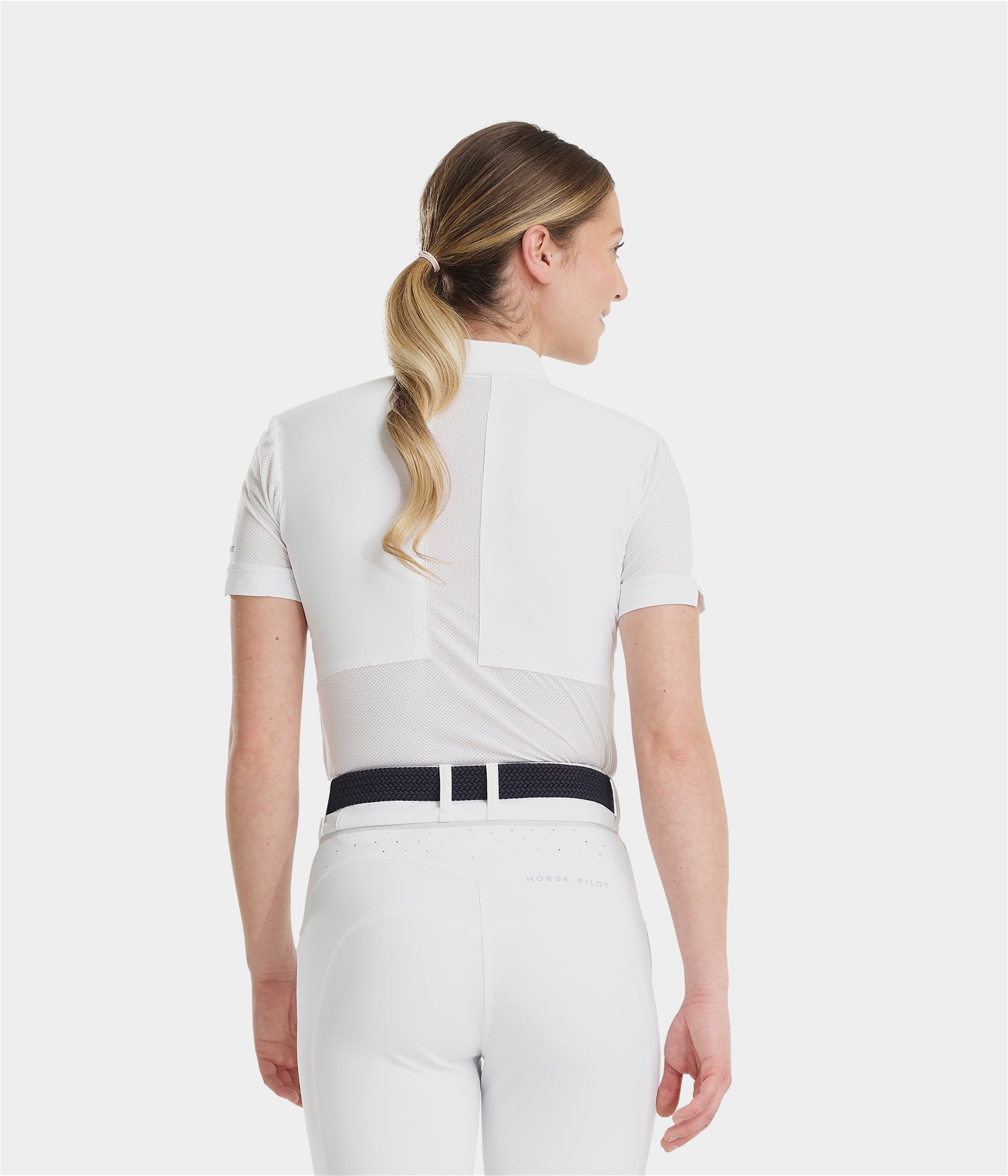 Aeromesh | White | Polo manches courtes de concours d'équitation femme | Horse Pilot