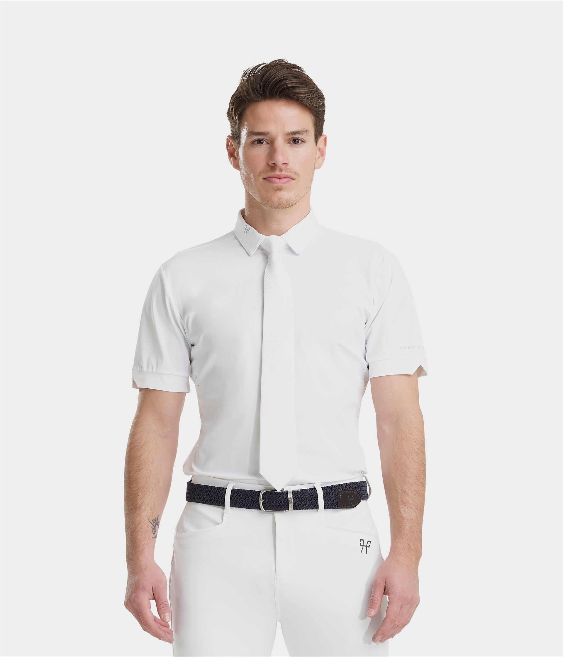 Aerolight | White | Chemise de concours d'équitation manches courtes homme | Horse Pilot
