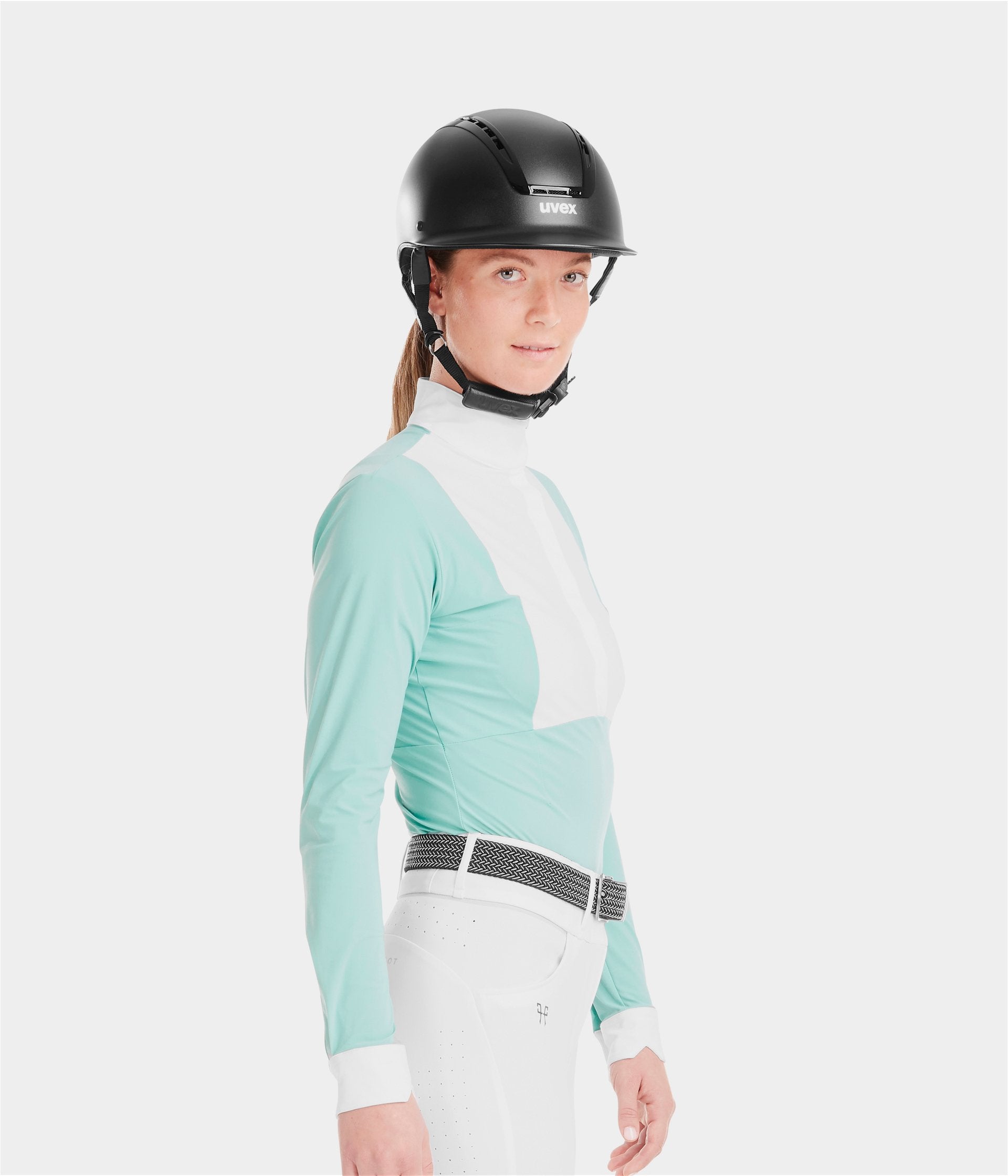 Monica | Sea Green | Chemise de concours d'équitation manches longues femme| Horse Pilot