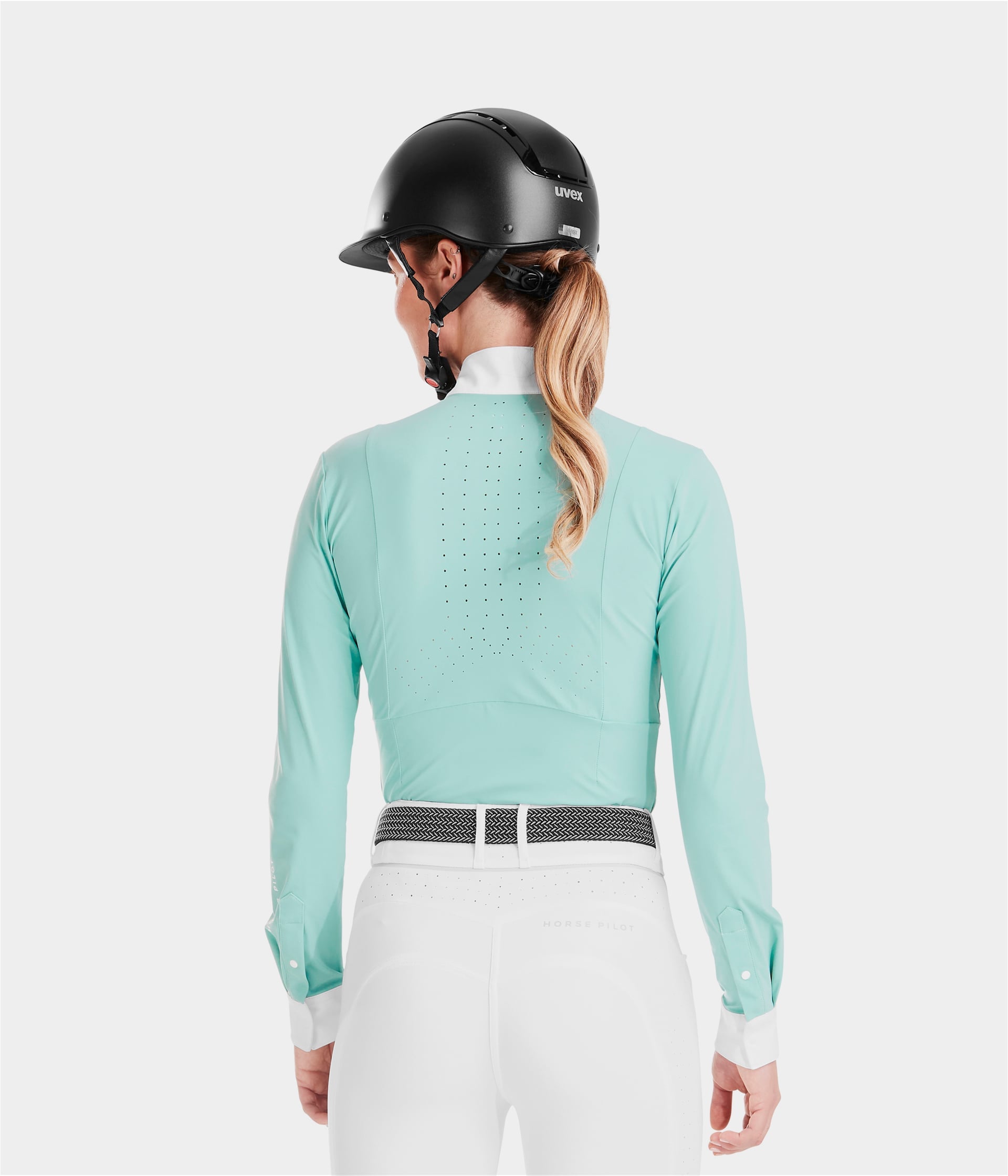 Monica | Sea Green | Chemise de concours d'équitation manches longues femme| Horse Pilot
