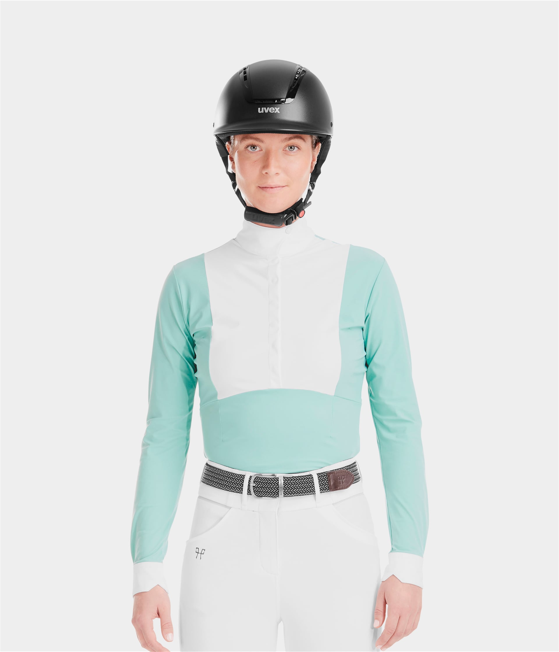 Monica | Sea Green | Chemise de concours d'équitation manches longues femme| Horse Pilot