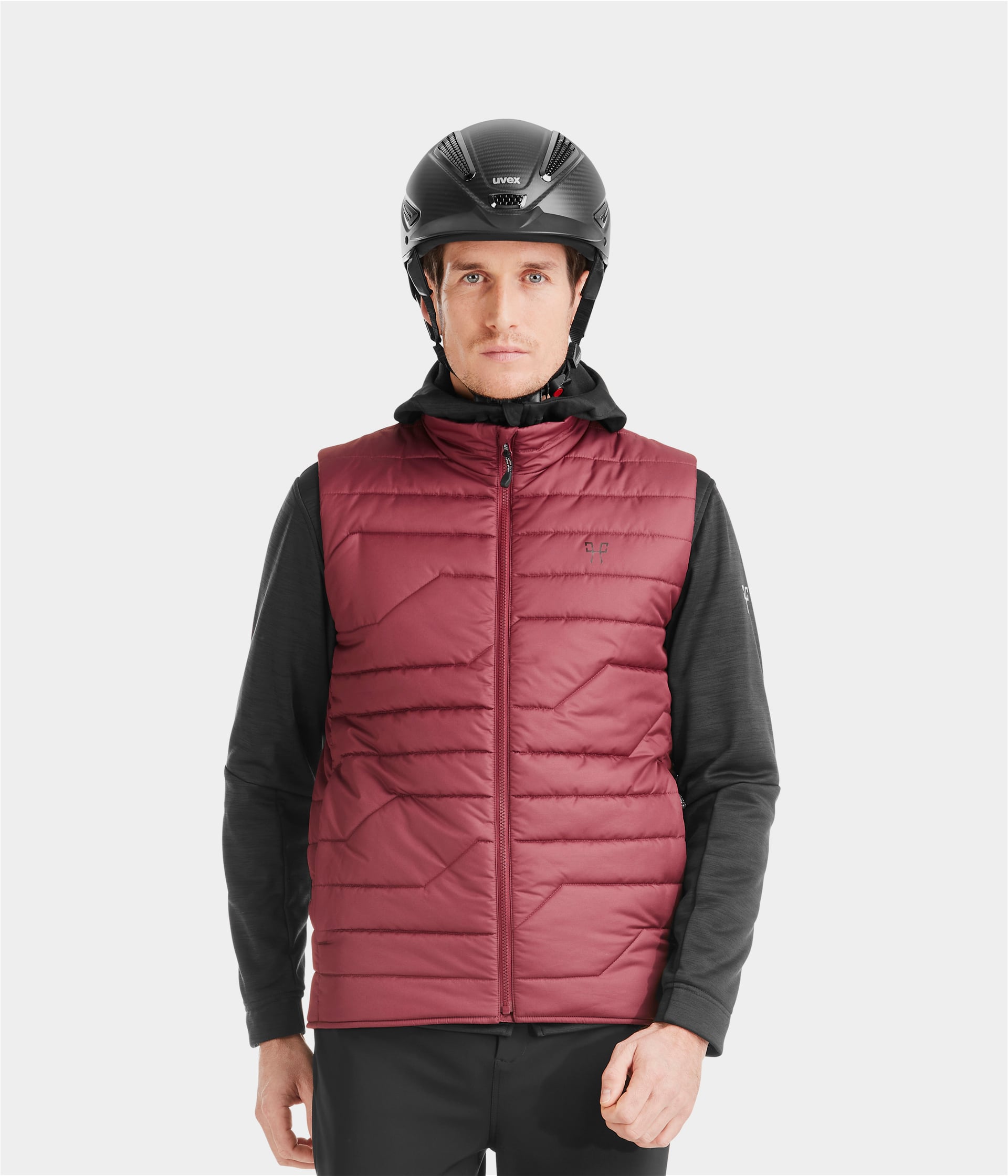 E-Kelvin | Dark Red | Vest Doudoune d'équitation sans manches chauffante homme| Horse Pilot