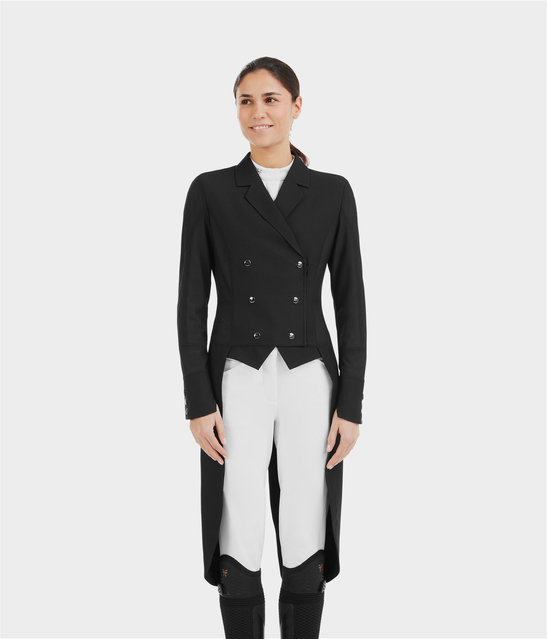 Long Frac Mesh | Black | Veste longue de concours d'équitation femme| Horse Pilot