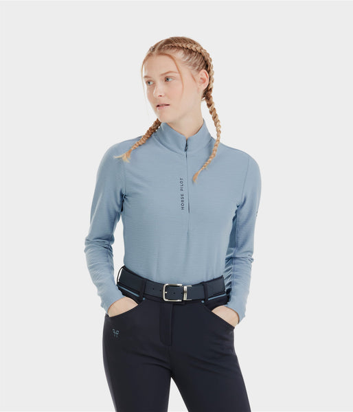 Chemise Anti-UV équestre Manches Longues - Taille XS, Bleu Cyaneus, Sport équitation