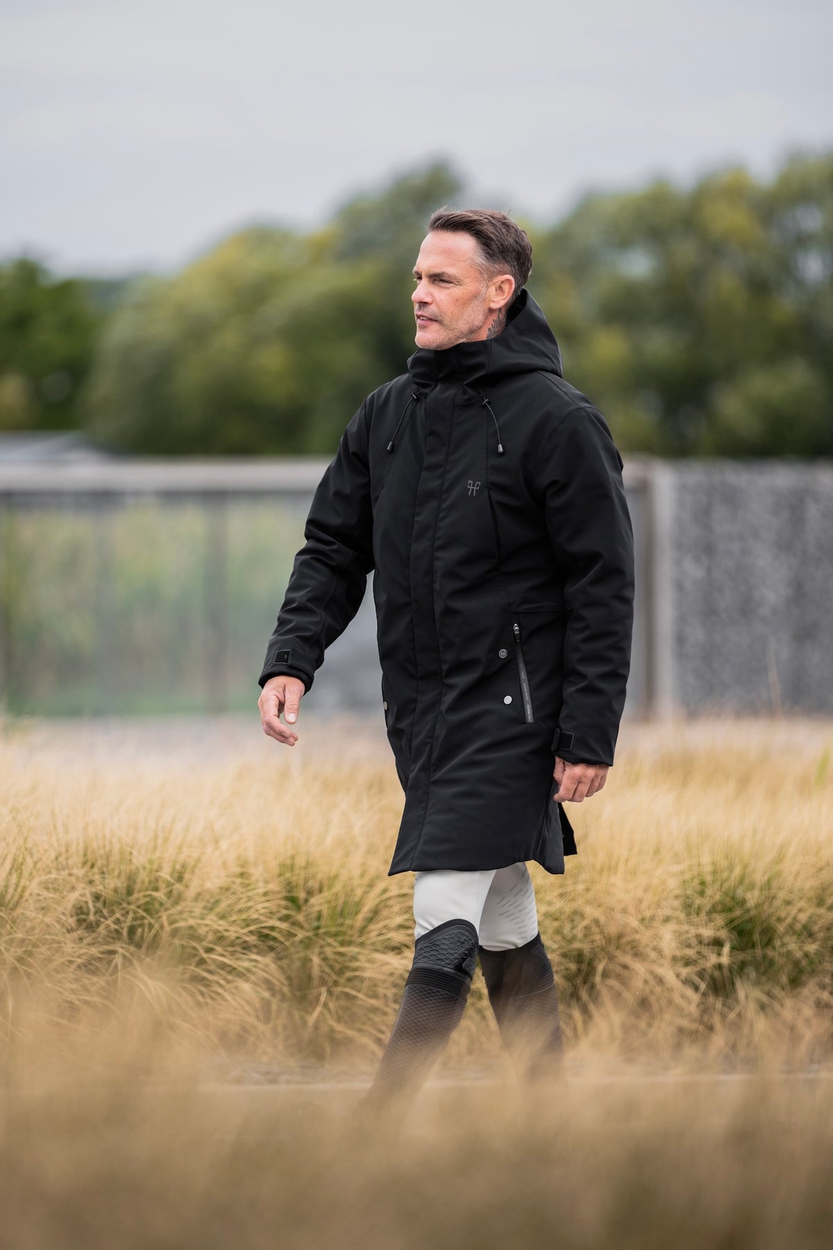 Warm, long-length Integral riding coats for men