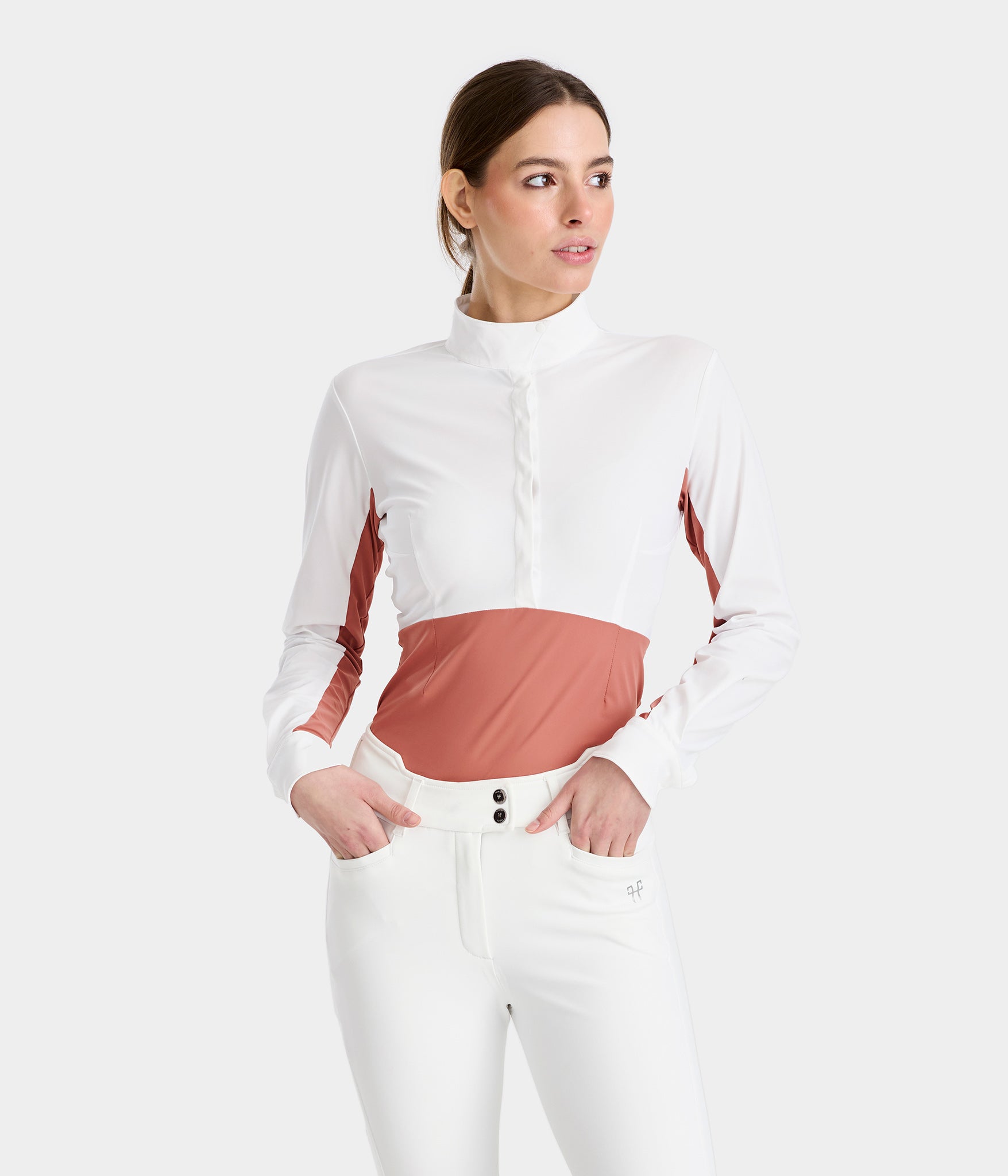 Monica Chemise de concours d'équitation manches longues femme
