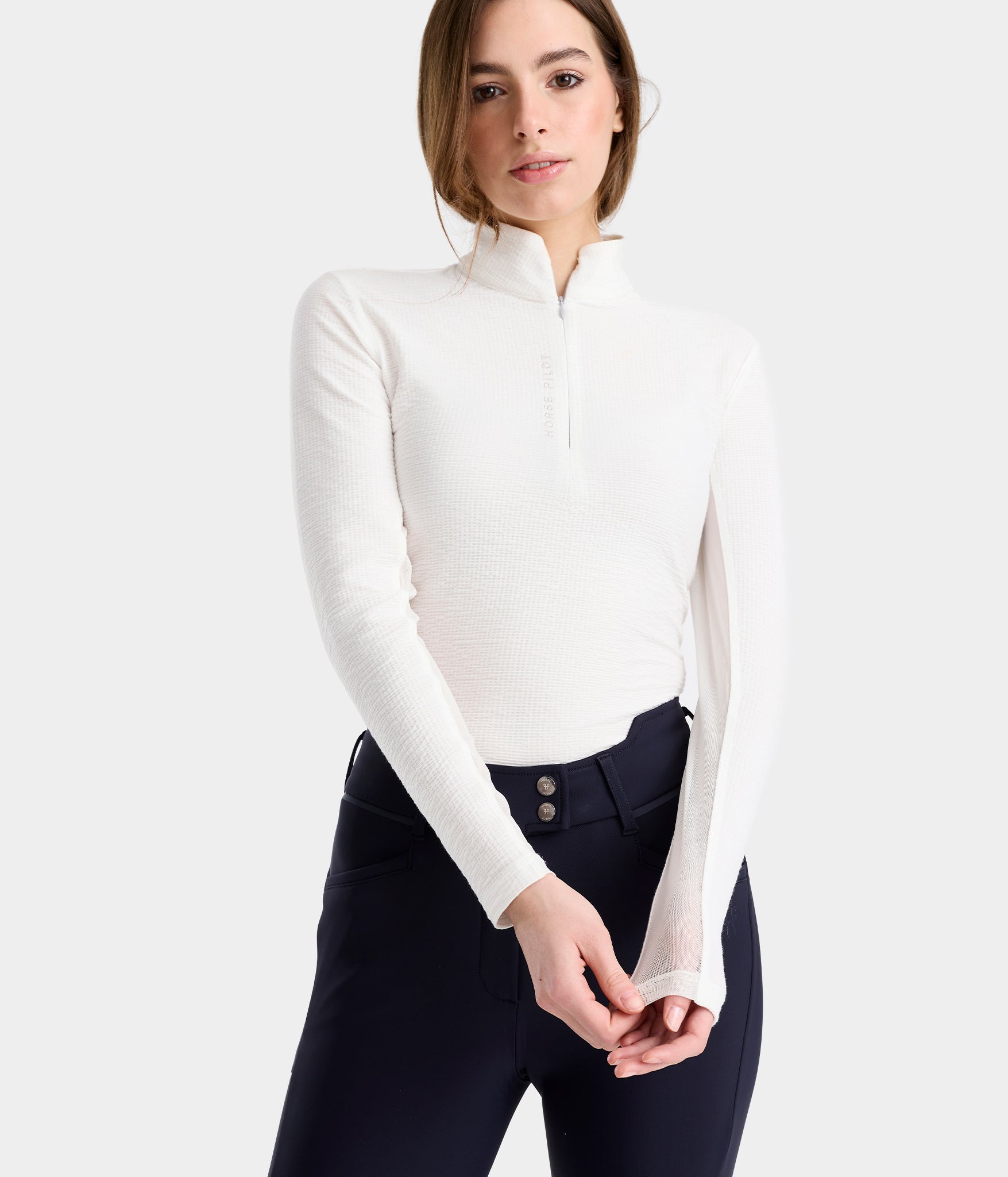 Suntech Shirt | T-shirt manches longues Blanc d'équitation léger anti UV femme | Horse Pilot équitation| Horse Pilot