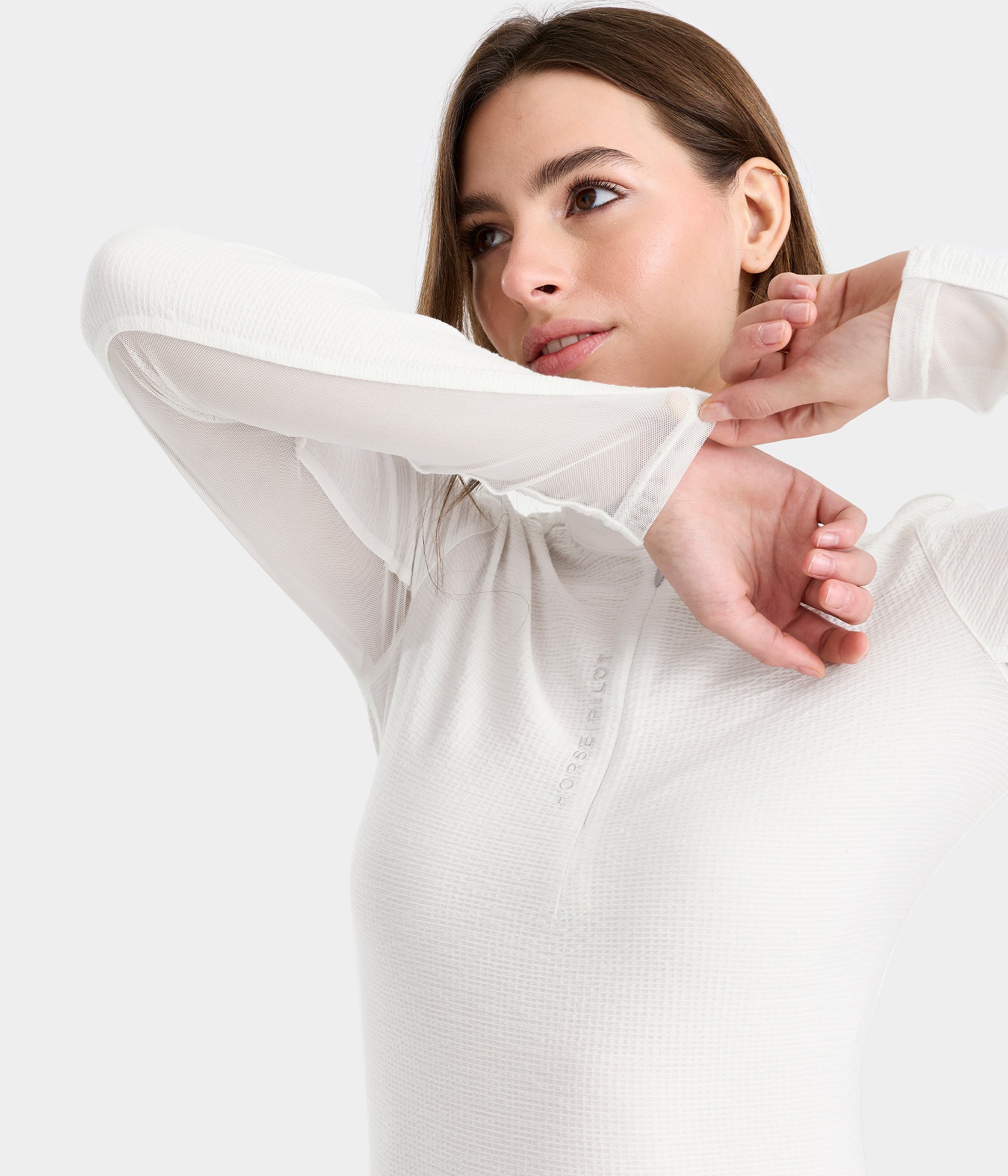 Suntech Shirt | T-shirt manches longues Blanc d'équitation léger anti UV femme | Horse Pilot équitation| Horse Pilot