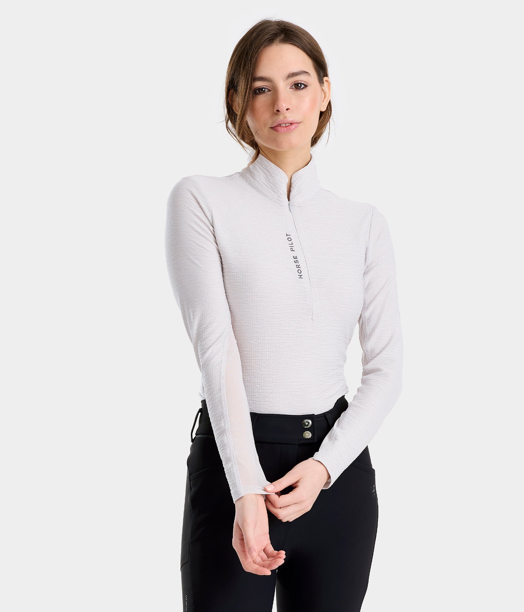 Suntech Shirt | T-shirt manches longues gris d'équitation léger anti UV femme | Horse Pilot équitation| Horse Pilot