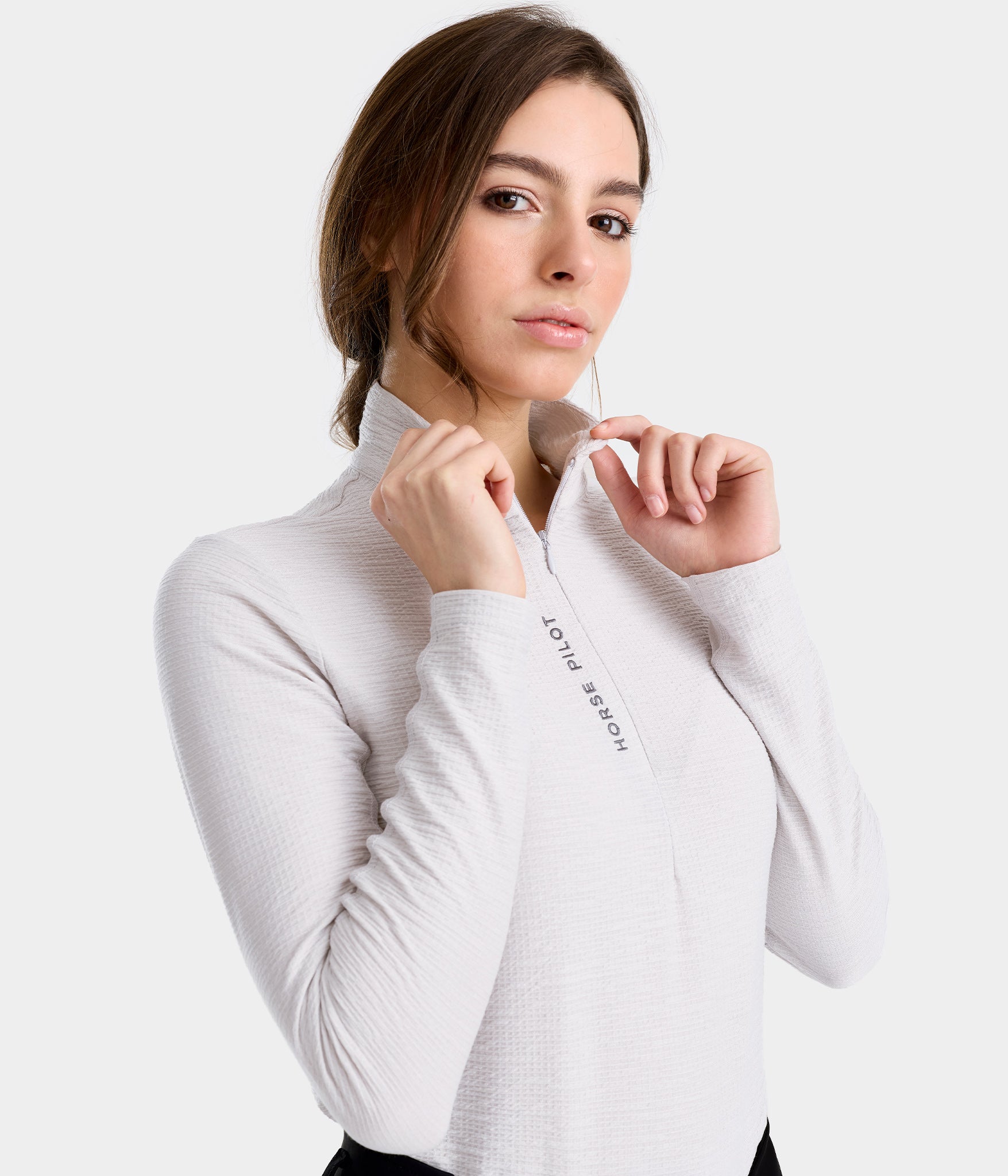 Suntech Shirt | T-shirt manches longues gris d'équitation léger anti UV femme | Horse Pilot équitation| Horse Pilot