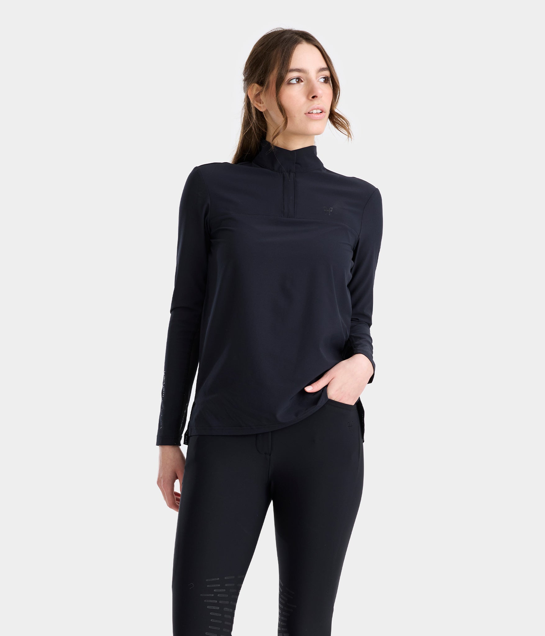 Sunrise Laura Kraut | Chemise d'équitation anti UV Sunrise femme | Noir | Horse Pilot