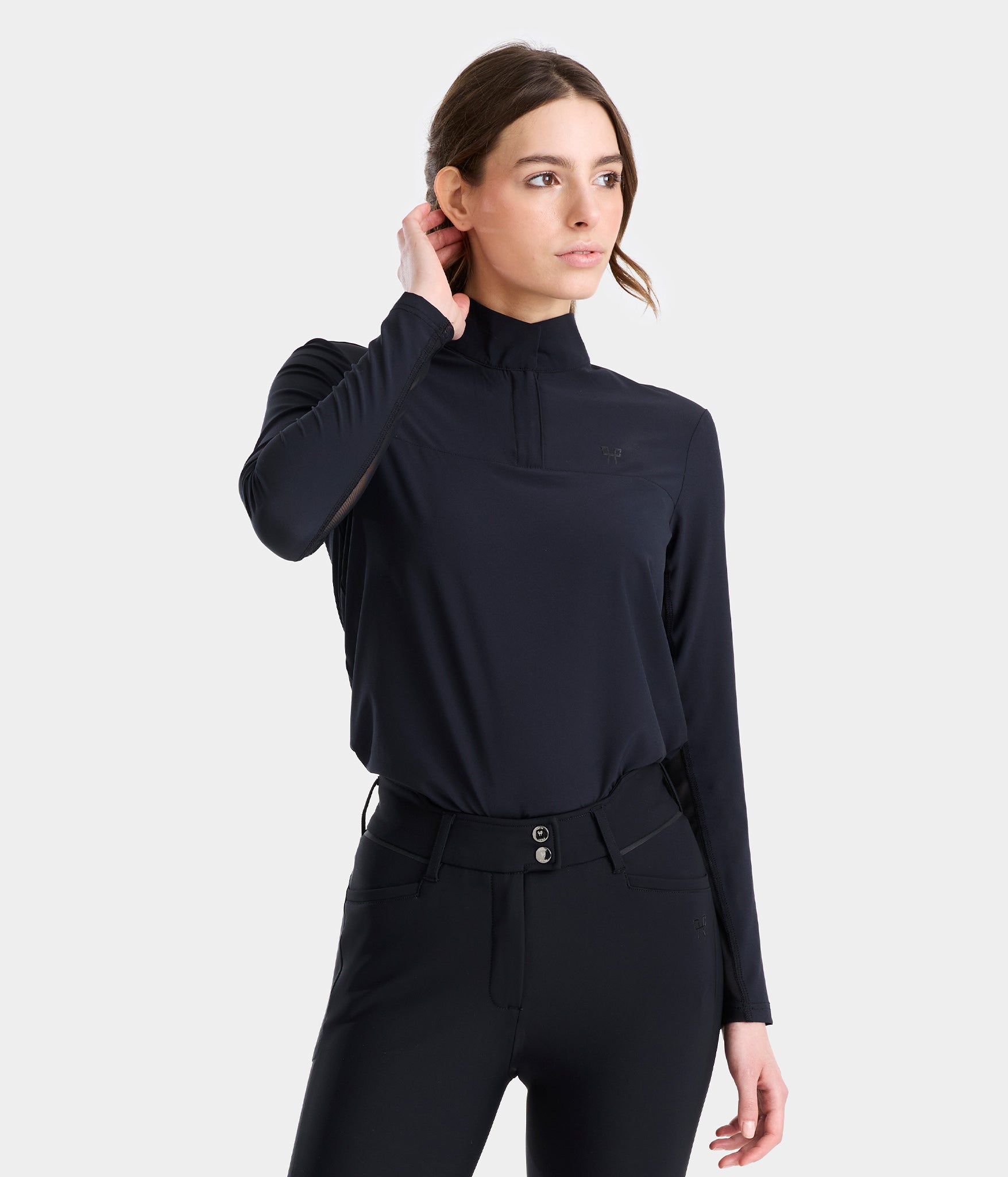 Sunrise Laura Kraut | Chemise d'équitation anti UV Sunrise femme | Noir | Horse Pilot
