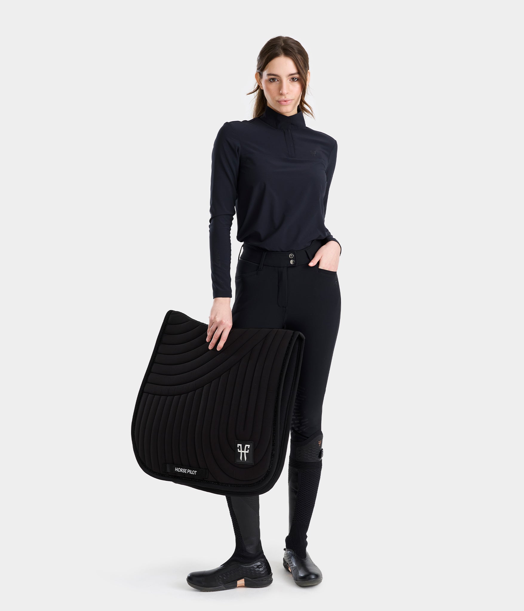 Sunrise Laura Kraut | Chemise d'équitation anti UV Sunrise femme | Noir | Horse Pilot